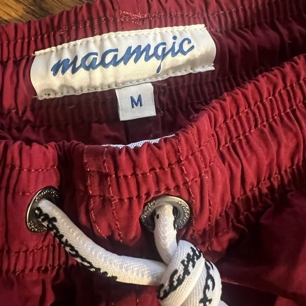 Maroon Men's Swim Trunks by Mcamyo